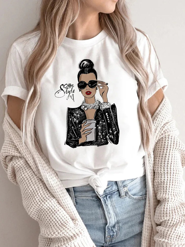 Maycaur Hot Sales Printed Female Tshirt Women Fashion Graphic Printed T-Shirt Harajuku Korean Style Short Sleeves Clothes Female