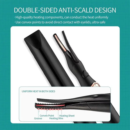 Electric Heated Eyelash Curler – Wide‑Angle Bezel‑Free Lash Lift Tool with Quick Heating