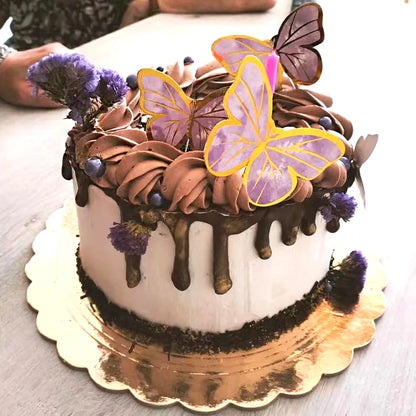 Purple Pink Butterfly Cake Decoration Happy Birthday Cake Topper Wedding Birthday Party Dessert Baking Decoration