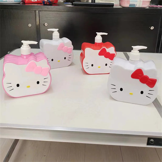 Sanrio Hello Kitty Sanitizer Press Bottle 750ml Cartoon KT Cat Model Shower Gel Refill Press Bottles Bath and Toiletries