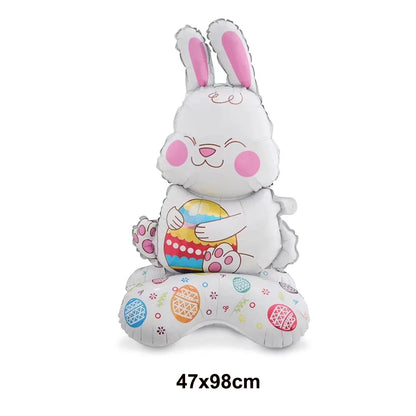 Cute Cartoon White Bunny Aluminum Foil Balloons Rabbit Happy Easter Party Decoration Supplies Children Favor Birthday Party Gift