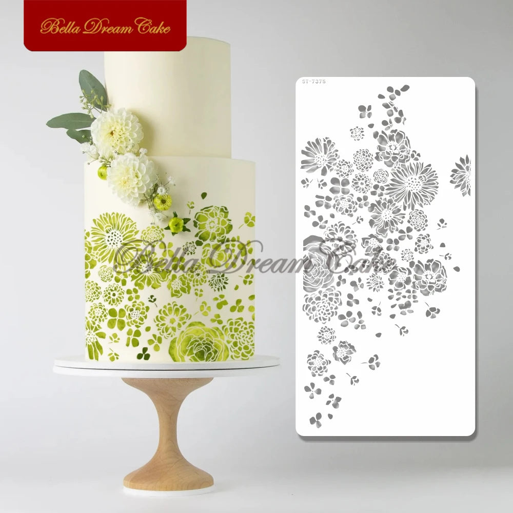 Various Flower Leaf Design Fondant Cake Stencil DIY Royal Cream Border Mold PET Drawing Template Cake Decorating Tools Bakeware
