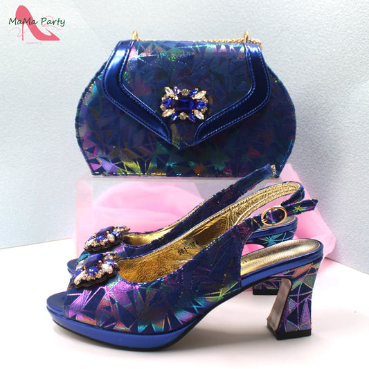 Italian-designed Nigerian shoes and bag set for women.