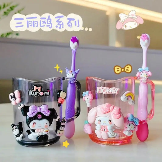 Sanrio Kuromi Melody Wash Cup 270ml  - Thickened Multipurpose Anime Cup Set for Toothbrush, Mouthwash, Water, or Milk