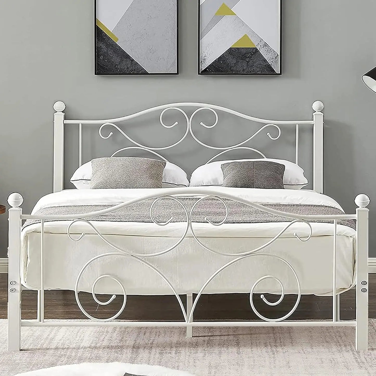 Queen Size Metal Bed Frame – Heavy‑Duty Platform with Slat Support, No Box Spring Needed