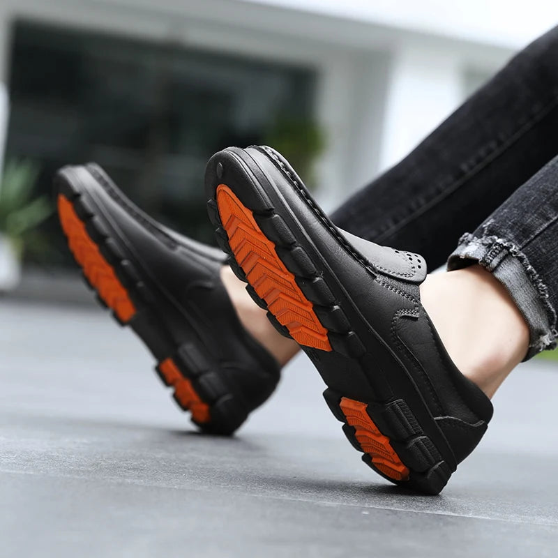 Men’s Four‑Season Anti‑Slip Chef Shoes – Oil‑Resistant, Soft‑Sole, Business Casual Work Leather
