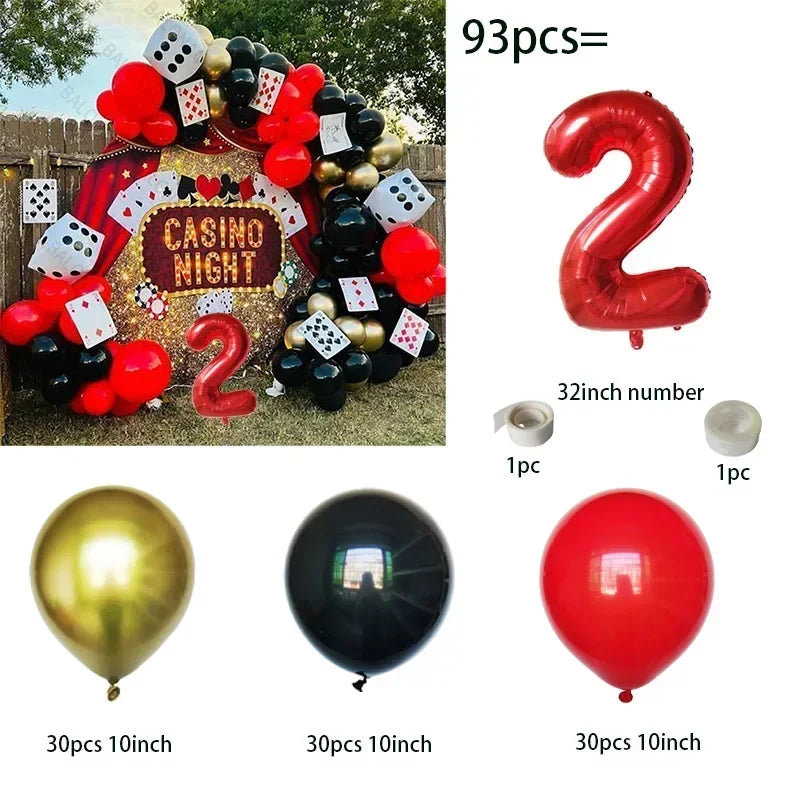 93pcs Cube Balloons Dice Playing Cards Foil Ballon Casino Theme Party Adult Birthday Decor Las Vegas Party Poker Theme Party