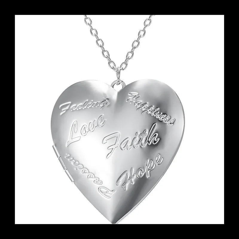 Factory Direct Sales Engraved Love Peach Heart Can Be Opened Photo Frame Photo Box Photo Pendant Necklace Women's Silver Plated