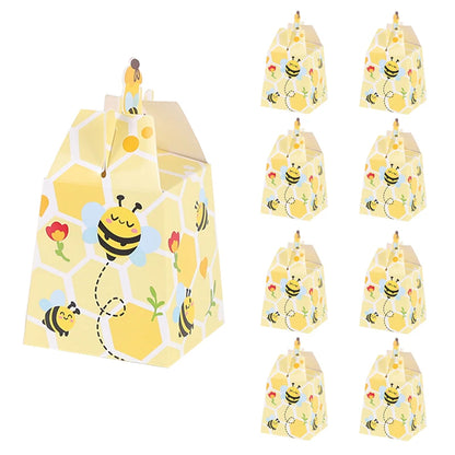10Pcs Creative Trapezoidal Bee Paper Candy Box with Bumblebee Theme Birthday Festival Party Gift Packaging Supplies