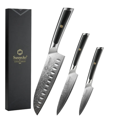 Sunnecko Damascus Chef Knife Set – 1–7 PCS High Carbon VG10 Steel Ultra‑Sharp Kitchen Knives