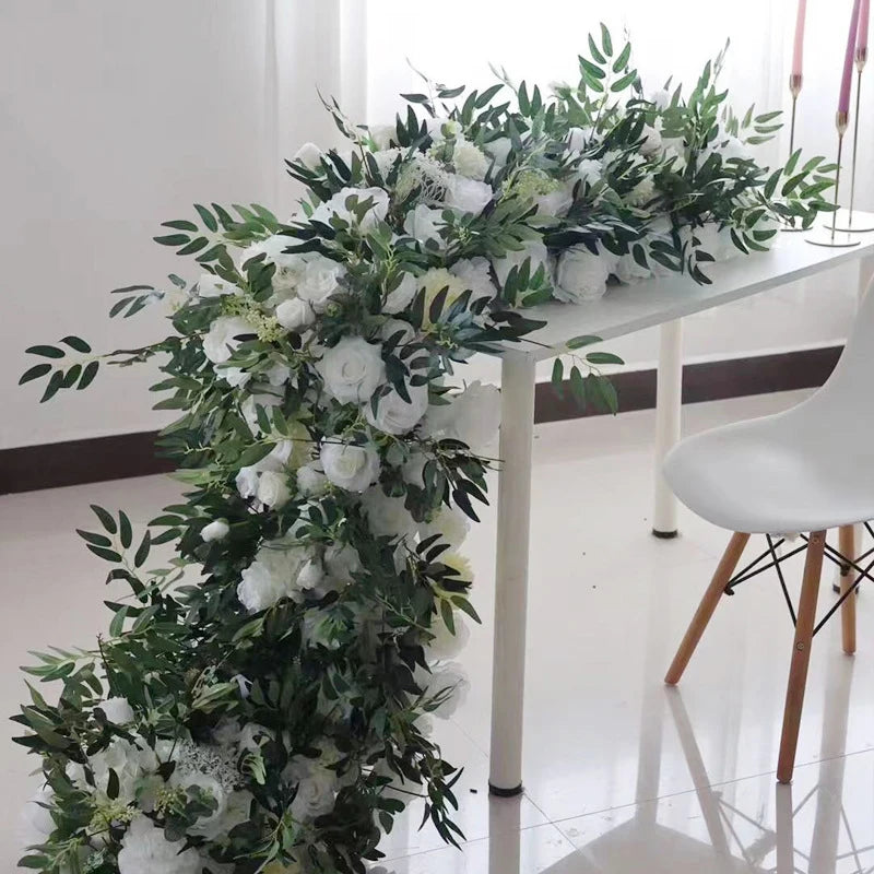 1m 2m Luxury Flower Row Runner Artificial Flowers for Table Centerpiece Wedding Decoration Mix Flowers Backdrop Wall Arches Deco
