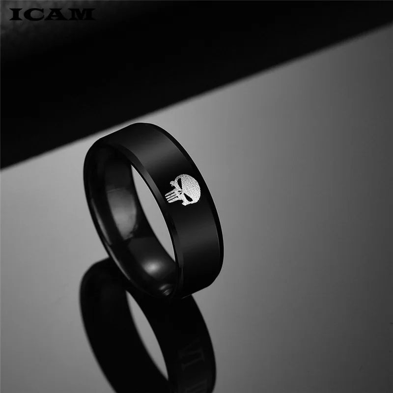 ICAM Stainless Steel Men Rings Skull Devil Punk Rock Hip Hop Jewelry Creativity Gift For Biker Male Boyfriend