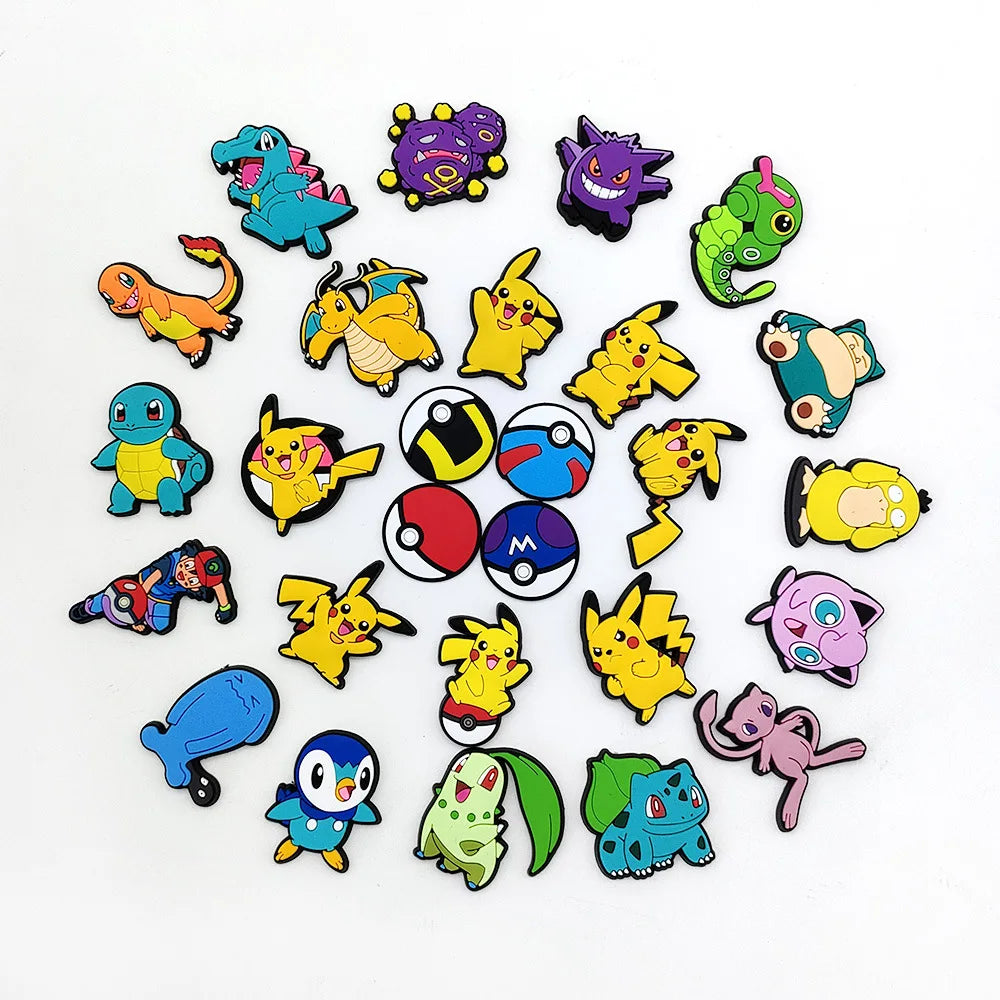 Pokemon Shoe Charms – Gengar, Squirtle & Anime PVC Sandal Buckles for Kids