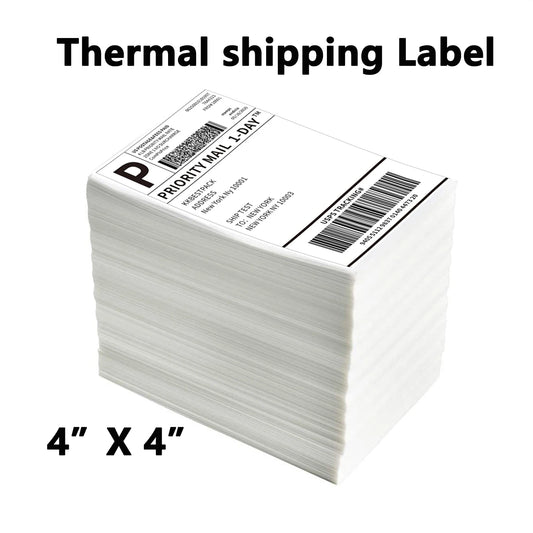 4*4"*100 sheets Adhesive Shipping Label Waterproof Thermal Label Thermal Transfer Label Sticker Small Ticket Paper