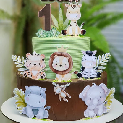 48pcs Wild Animal Lollipop Cards Carton Candy Holder For Kids Wild Forest Happy Birthday Party Candy Gift Accessories Supplies