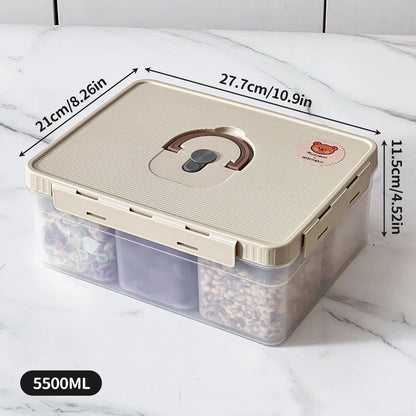 Plastic Divided Meat Food Storage Box Large Capacity Refrigerator Frozen Fresh-keeping Box Kitchen Sealed Storage Container