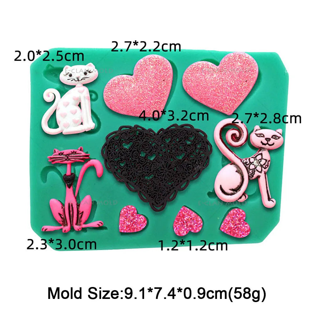 Cute Kitten Silicone Mold Cat Shape Chocolate Cookies Dessert Pudding Sugar Crafts Fondant Mould Bakeware Baking Cake Tools