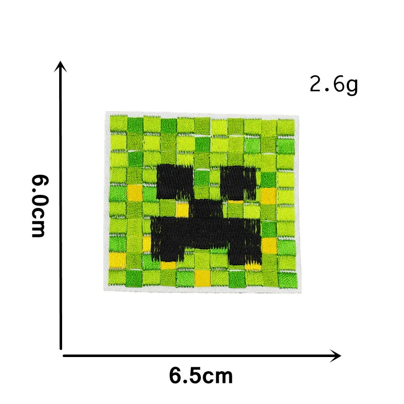 Mosaic Game Vitual World Embroidery Patches Iron on Patch Character Pasted Bag Decoration Game Pixel Appliques for Clothing Scp