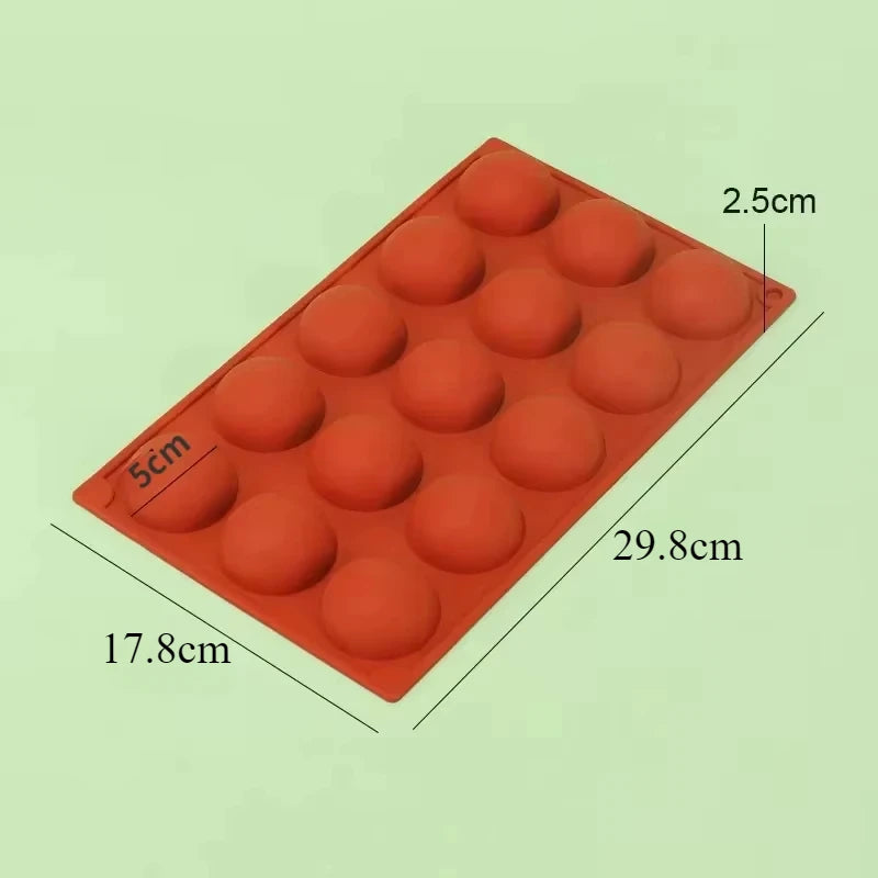6/8/15/24 Holes Half Ball Sphere Round Silicone Mold 3D Brownie Pudding Mousse Chocolate Dessert DIY Baking Cake Decoration Tool