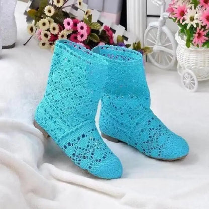 Hollow Boots Shoes Breathable Knit Line Mesh Korean High Summer Women Boots Knee High Womens Shoes