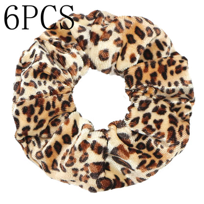 10/6 Accessories Scrunchies Hair Scrunchy Women Velvet Solid Leopard Tie Dye Ponytail Holder Headwear Elastic Ties Bands Set