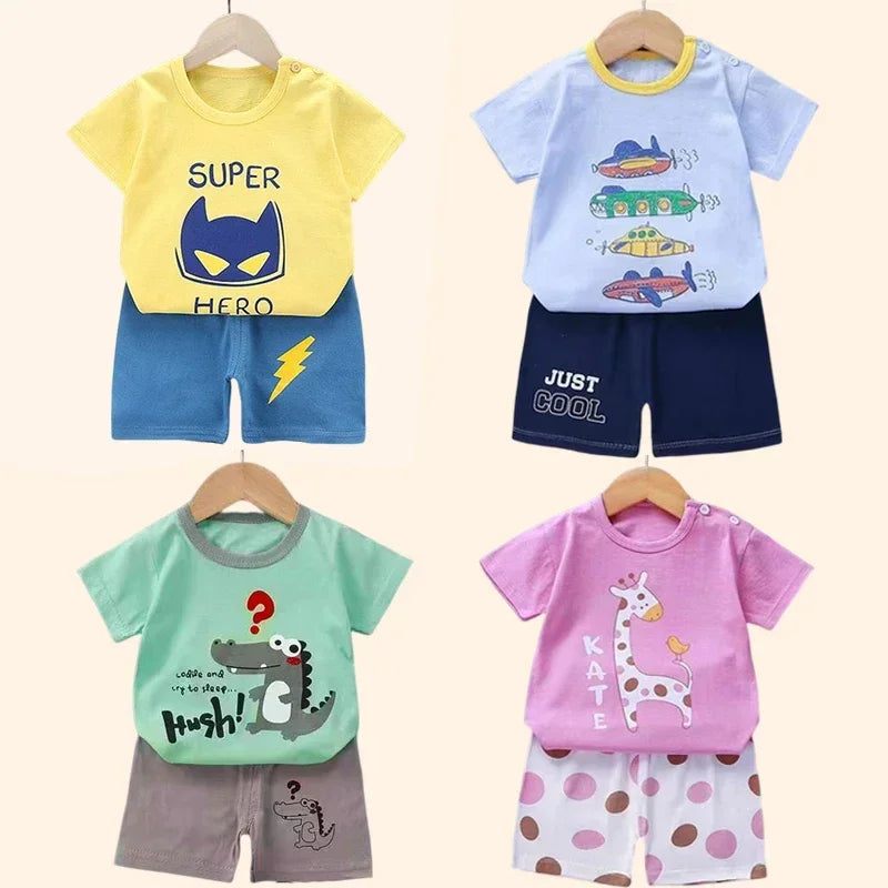 2PCS Children's Sets Boys Girl T-shirt Shorts