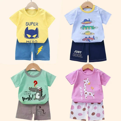 2PCS Children's Sets Boys Girl T-shirt Shorts