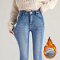 delete Women Thermal Skinny Jeans Mom Winter Warm Plush Stretch Jeans Lady Fleece Snow Denim Pants Student Pencil Straight Leg Trousers