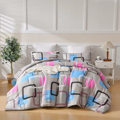 3 Pcs Comforter Set With Geometric Pattern, Luxury Soft Comforter, Ultra Soft 100% Microfiber Polyester