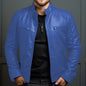 Men's Biker Leather Jacket Stand-up Collar Punk Leather Jacket Men