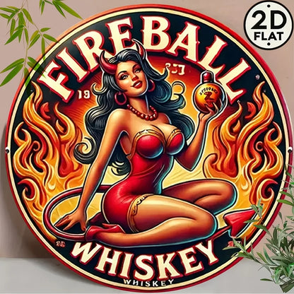 One Piece 2D Flat, Woman, Vintage Reusable Classic 8 Inch Round Aluminum Sign, Adds to Her Sexy Charm, Suitable for Home