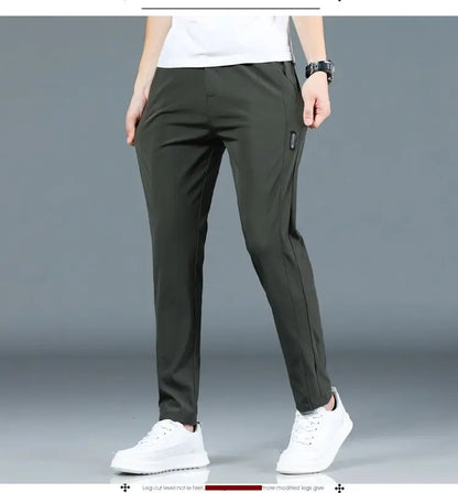 Men’s Ice Silk Straight‑Leg Pants – Summer Breathable Business Casual
