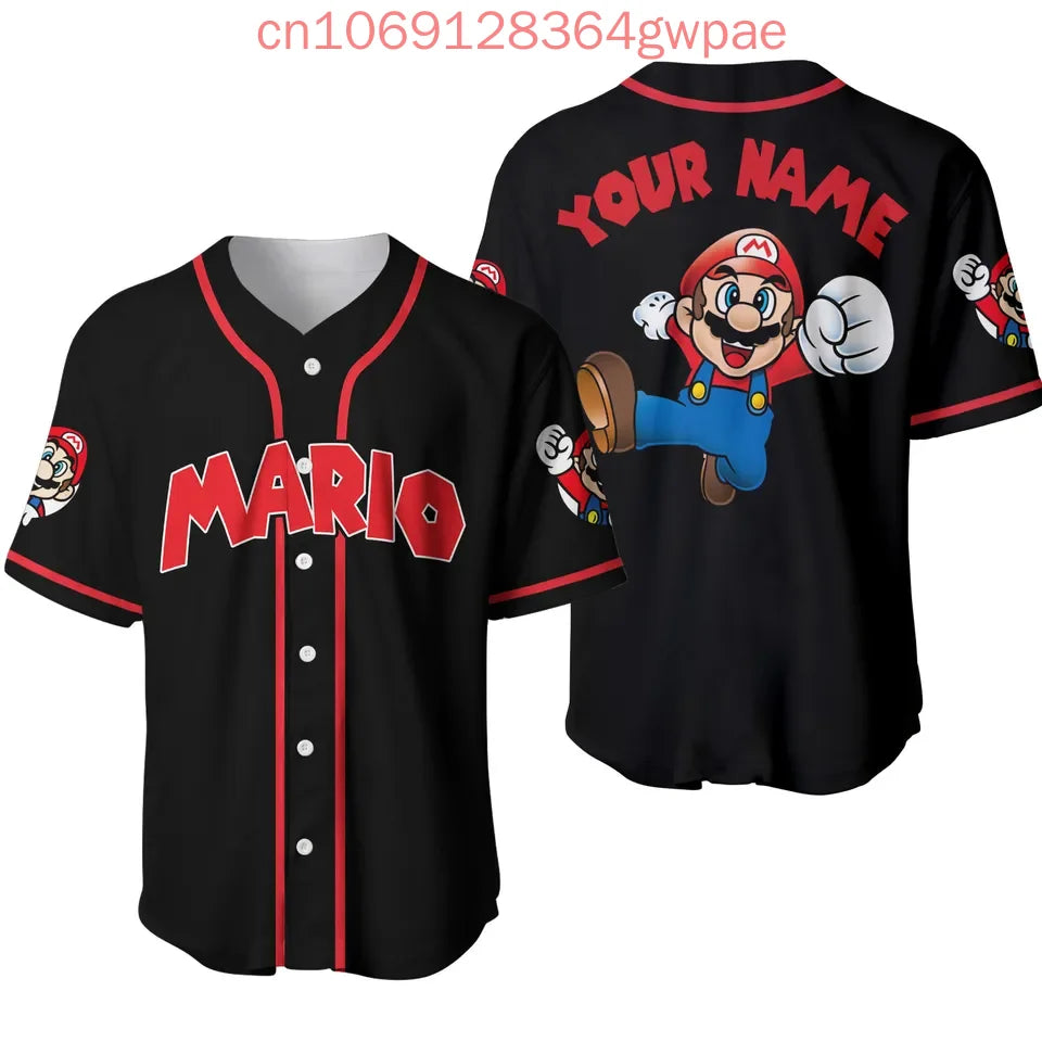 Super Mario Bros Donkey Kong Y2k Baseball Jersey Men's Women Short Sleeve Shirt Summer Casual Sports Kids Streetwear Tops
