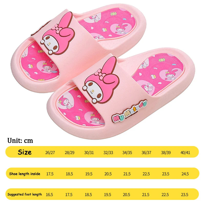 Sanrio Hello Kitty Summer Slippers - Cute Kuromi and Cinnamoroll Designs, Anti-Slip Indoor Bathroom Slippers, Cartoon Outdoor Sandals