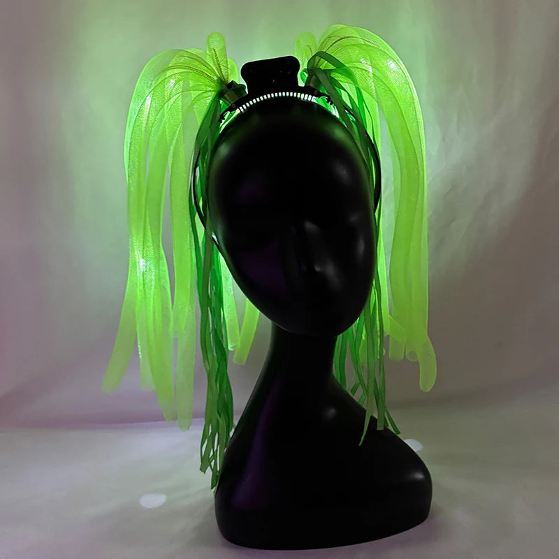 Disco Luminous Flashing Noodles Headband Light up Braid Headband Girl Women Bar Club Night Show Headwear Supplies