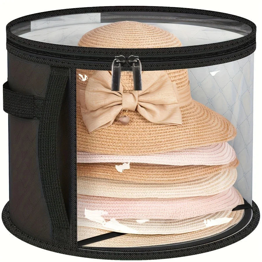 Extra‑Large Foldable Hat Storage Box with Clear Window – Non‑Woven, Stain‑Resistant