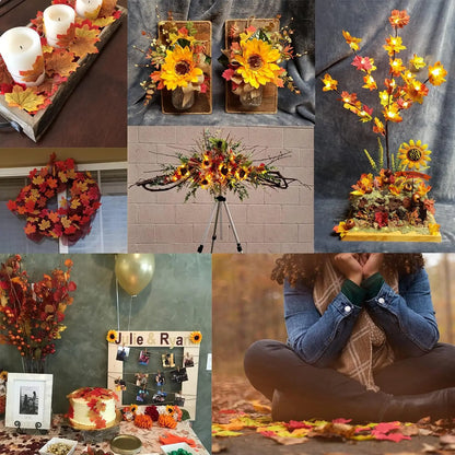 50-1000Pcs Artificial Maple Leaves Autumn Silk Fall Leaf For Thanksgiving Halloween Christmas Home Decoration Party Decor Props