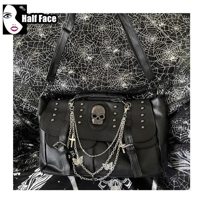 Harajuku Punk Skeleton Chain Bag – Spicy Girls Gothic Lolita One‑Shoulder Crossbody Tote