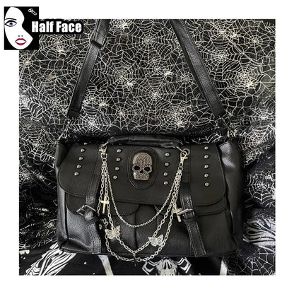 Harajuku Punk Skeleton Chain Bag – Spicy Girls Gothic Lolita One‑Shoulder Crossbody Tote