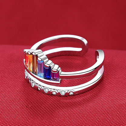 925 Sterling Silver Ring Colorful Zircon Top Quality for Women Wedding Jewelry Engagement Charm Party Fashion Ring Gifts