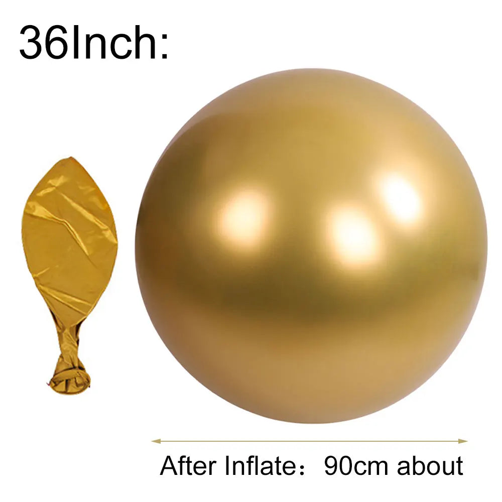 5/10Pcs 36Inch Metal Balloons Large Round Metallic Silver Rose Gold Chrome Gold Balloons for Birthday Baby Shower Wedding Decor