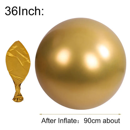 5/10Pcs 36Inch Metal Balloons Large Round Metallic Silver Rose Gold Chrome Gold Balloons for Birthday Baby Shower Wedding Decor