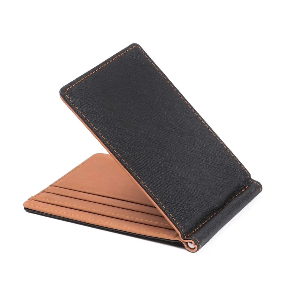 PU Leather Men Wallet ID Card Holder Money Clips Sollid Thin Wallet Short Skin Wallets Purses For Men Purses
