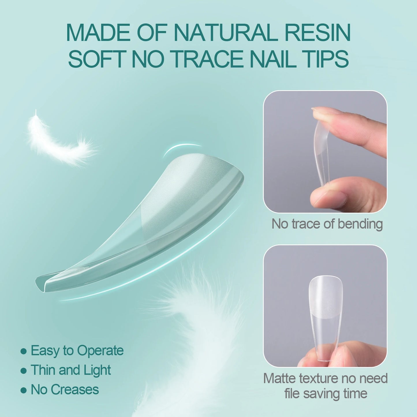 Soft Gel Tips - Medium Almond/Coffin Acrylic Nails, 120pcs/box