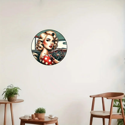 Vintage Pin-up Art Deco Sign: Aluminum Metal 20.32x20.32cm - Perfect for Garage, Bar, Bathroom, Bedroom, Music Room, Man Cave, R