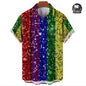 Rainbow Pride Print Men's Short Sleeve Casual Shirt