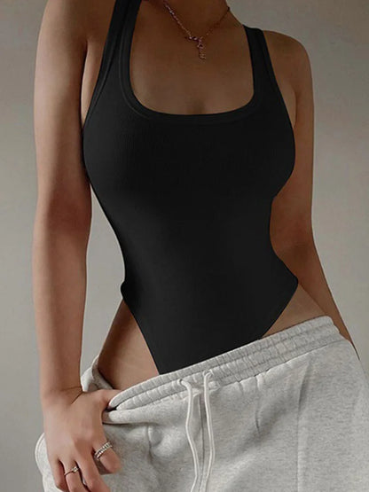 Sleeveless Knit Bodysuit Off Shoulder Halter Tops