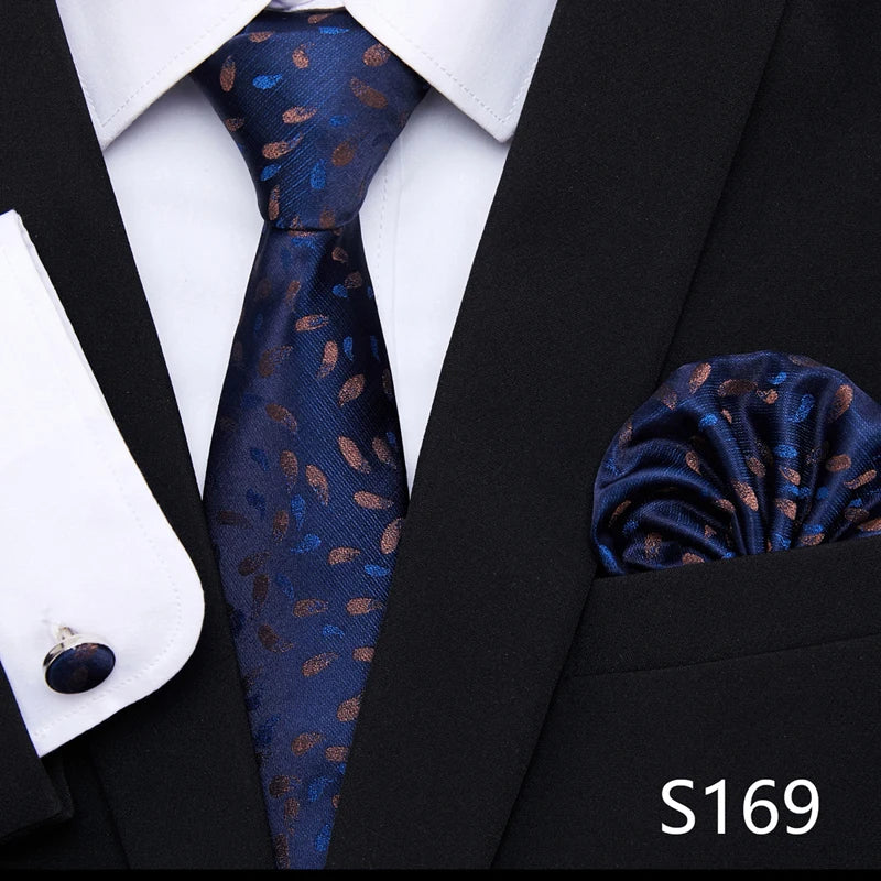 Tie Pocket Squares Cufflink Necktie Set