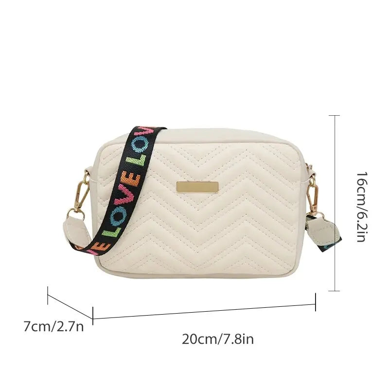 Embroidered PU Material Casual Small Square Versatile Single Shoulder Bag