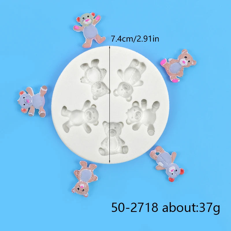 Bear Silicone Mold Cake Topper Fondant Chocolate Candy Cupcake Baking Cake Decorating Tools Polymer Clay Gum Paste Mold